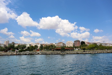 Beautiful view of city on sea shore