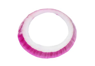 Ring of fresh red ripe onion isolated on white