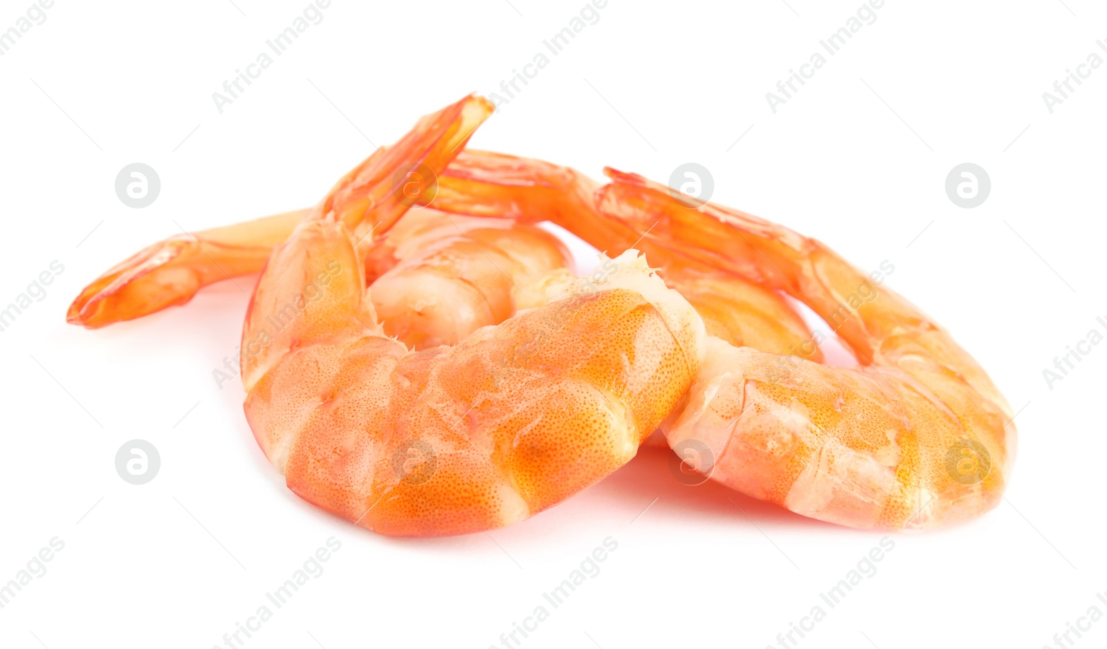 Photo of Delicious freshly cooked shrimps isolated on white