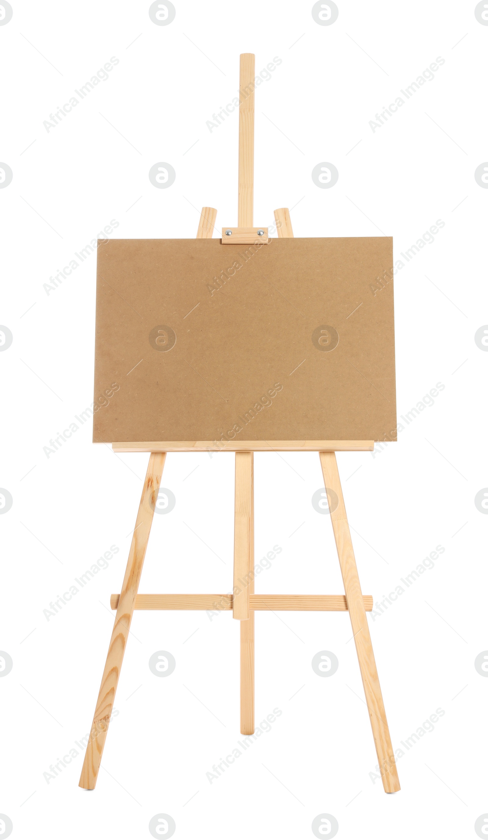 Photo of Wooden easel with board isolated on white. Artist's equipment