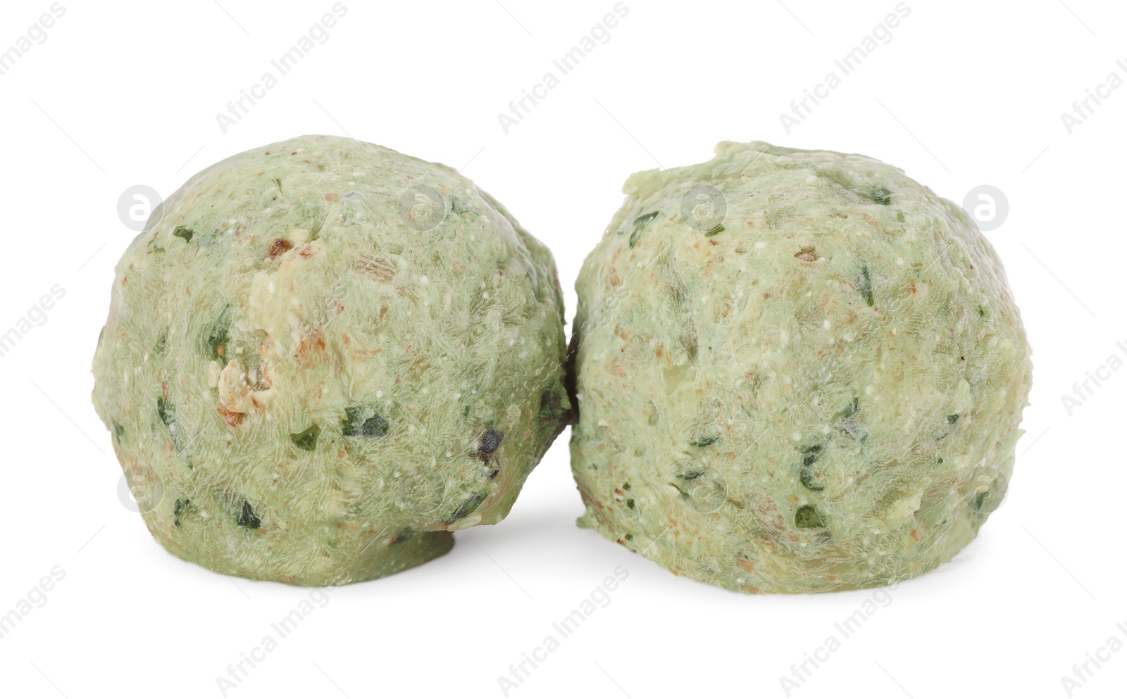 Photo of Raw falafel balls isolated on white. Vegan meat product