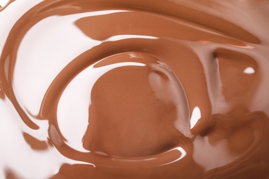 Photo of Texture of professional chocolate face mask as background, closeup