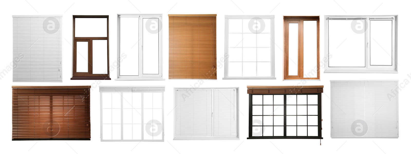 Image of Set with different windows on white background