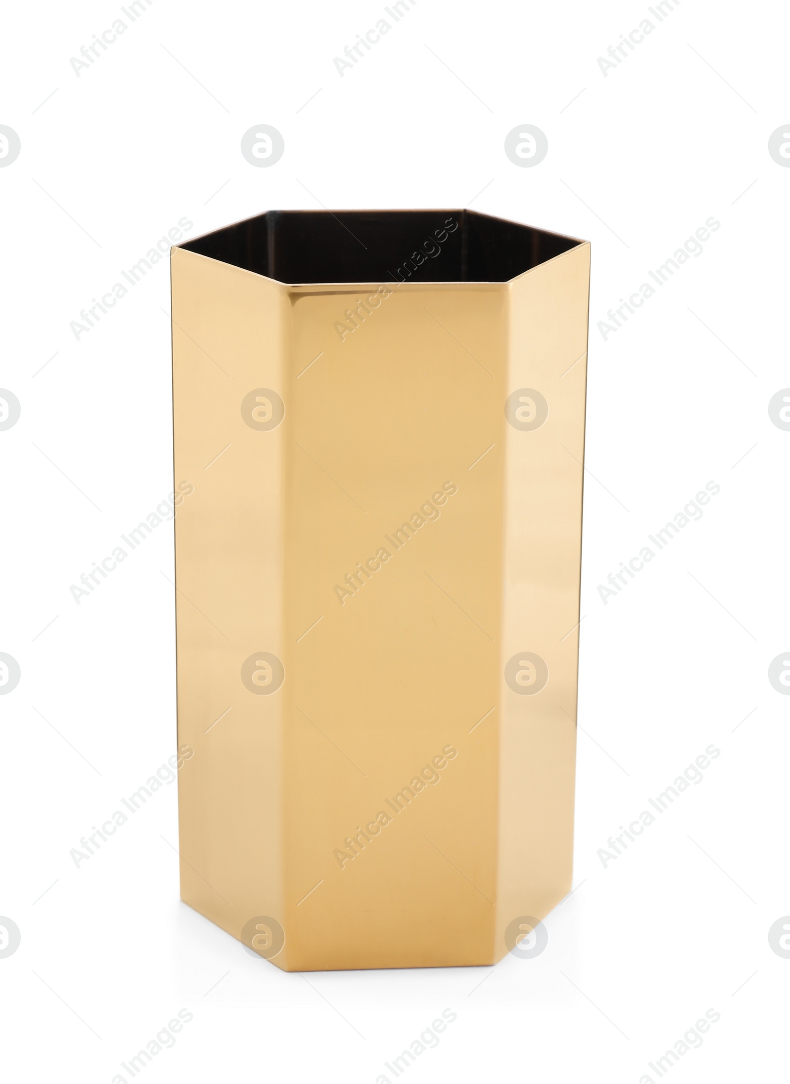 Photo of Empty stylish golden holder isolated on white