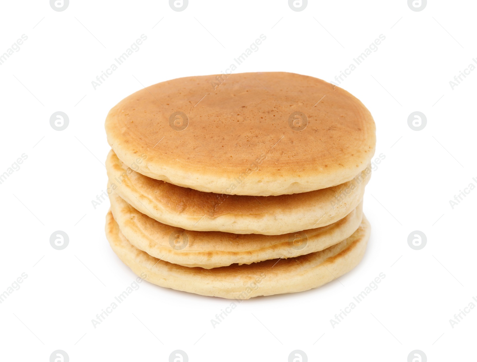 Photo of Stack of tasty pancakes isolated on white