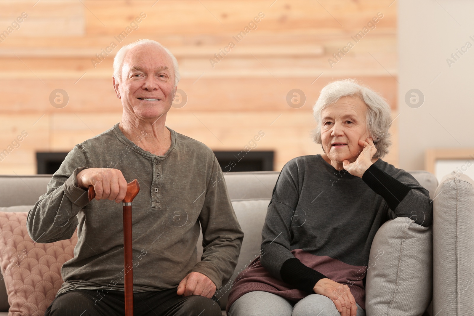 Photo of Portrait of elderly spouses in living room