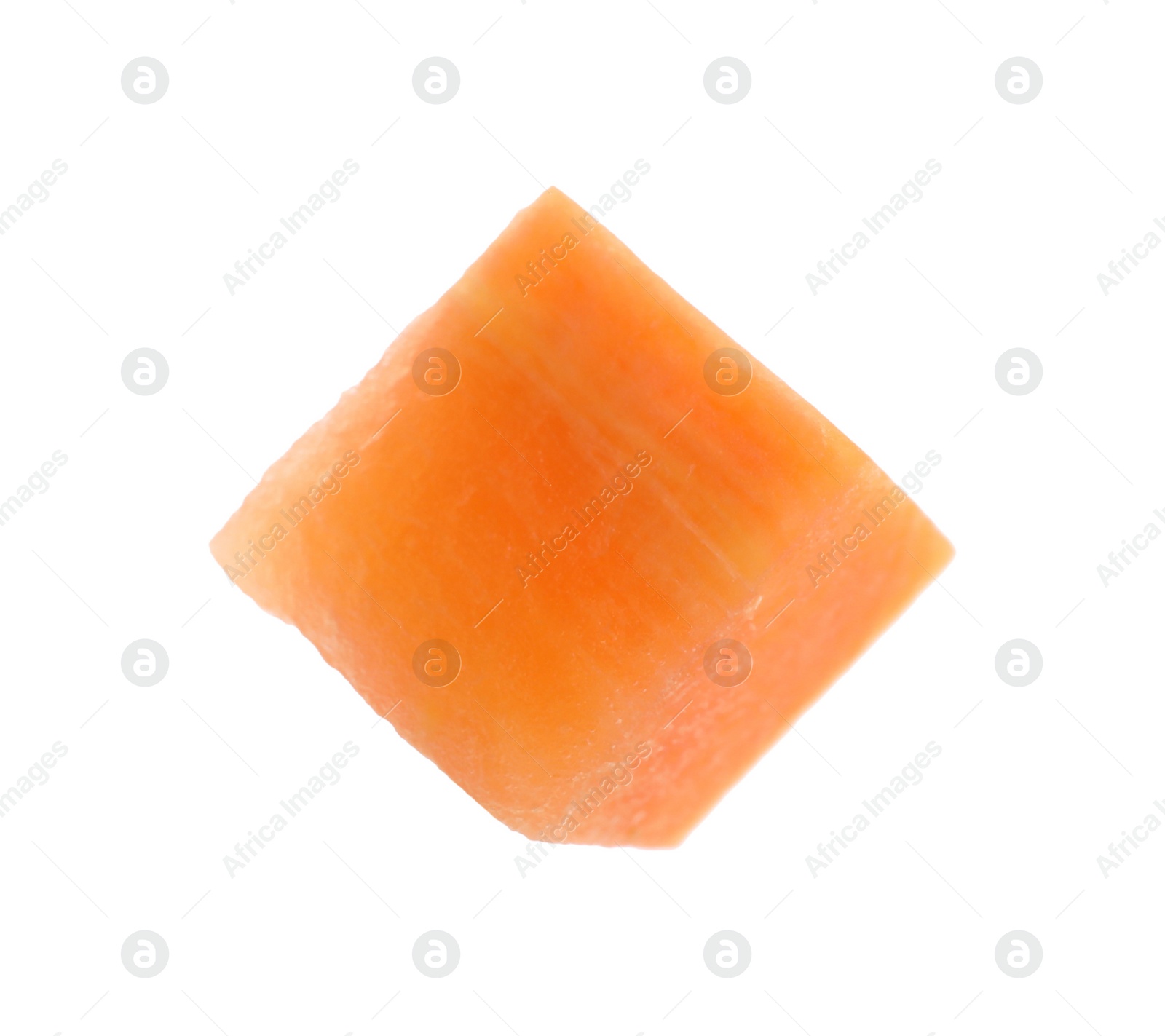 Photo of Fresh juicy carrot cube isolated on white