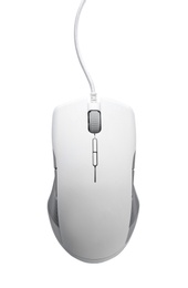 Photo of Computer mouse on white background, top view. Modern technology