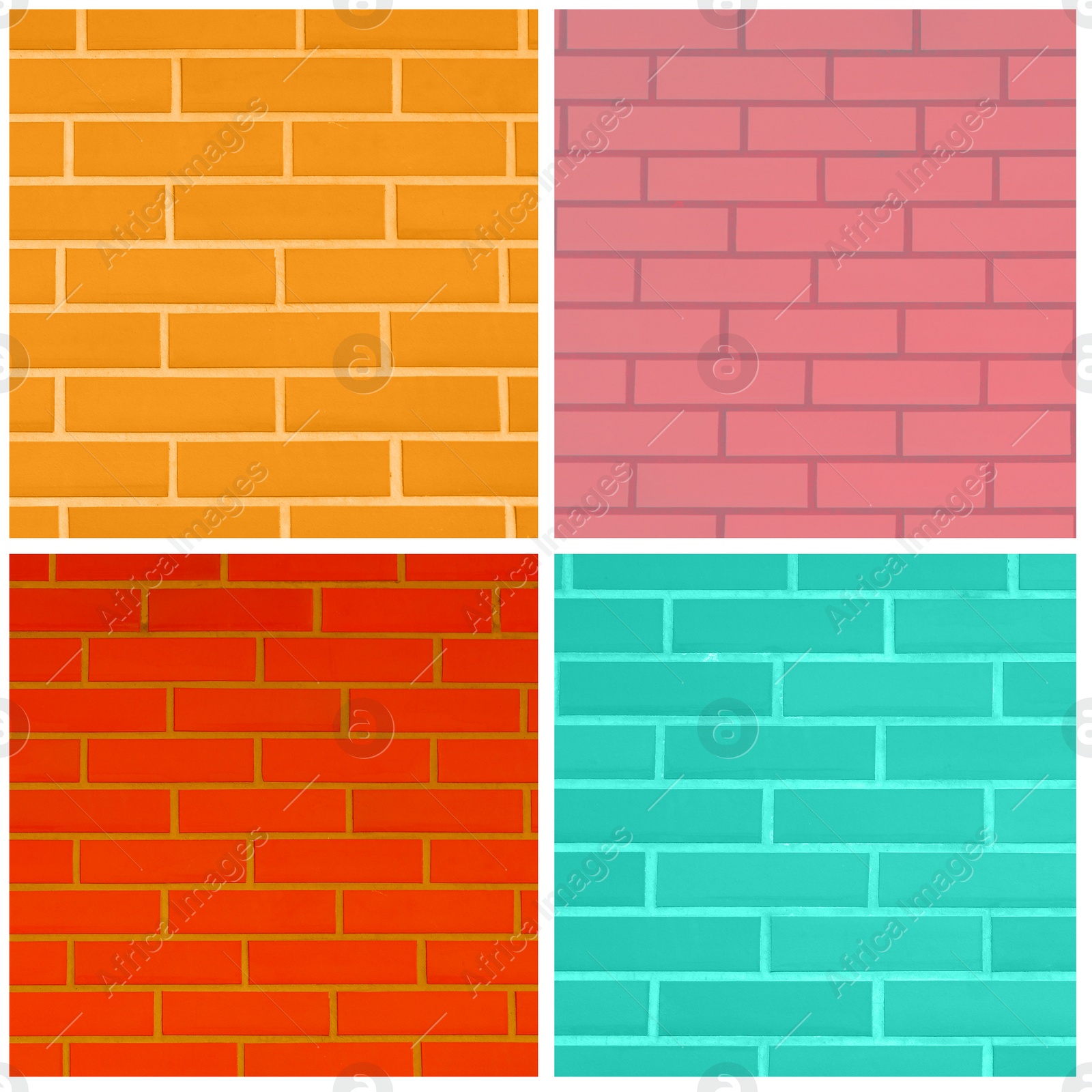 Illustration of Collage of brick wall textures in different colors