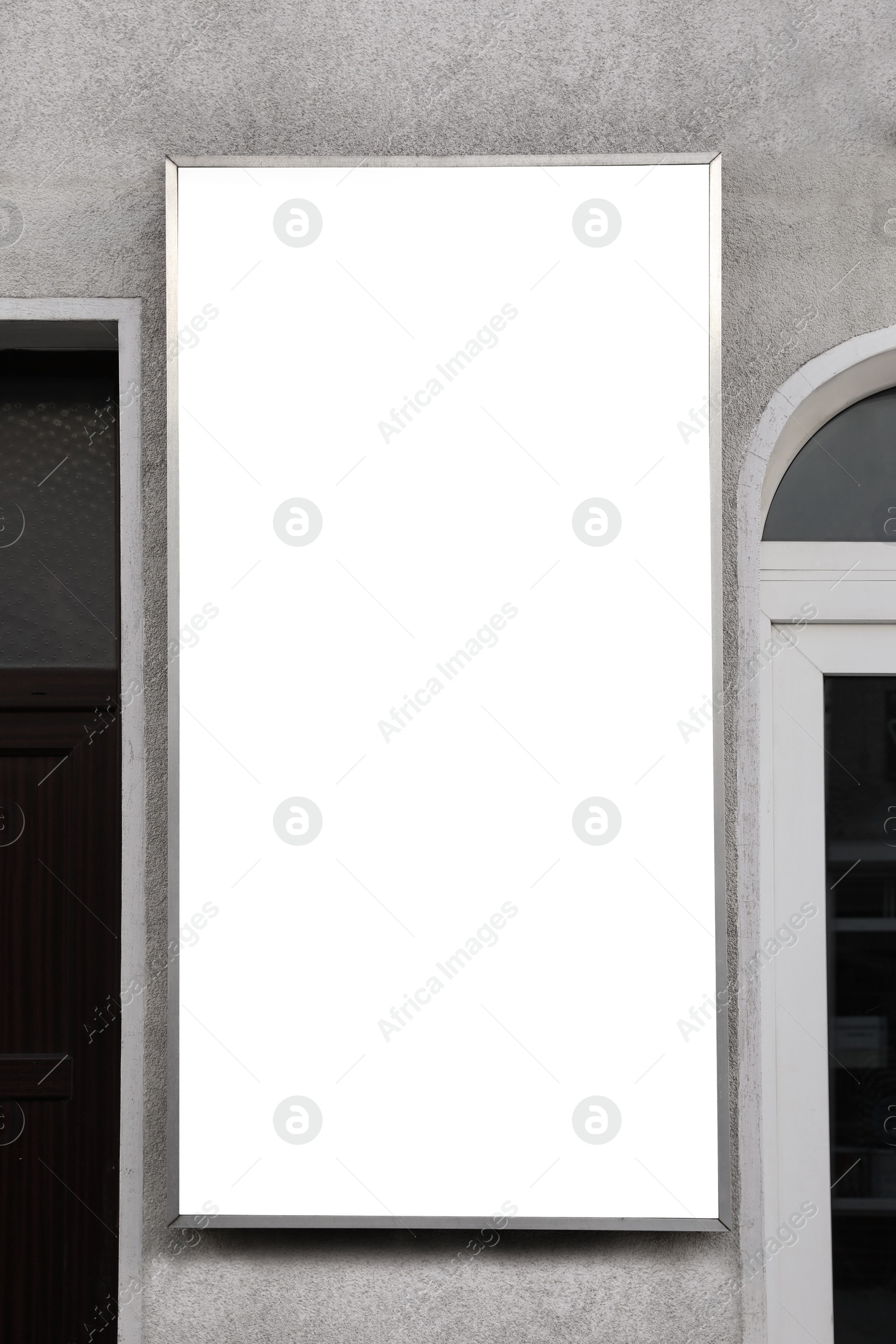 Image of Empty signboard on wall. Mock-up for design