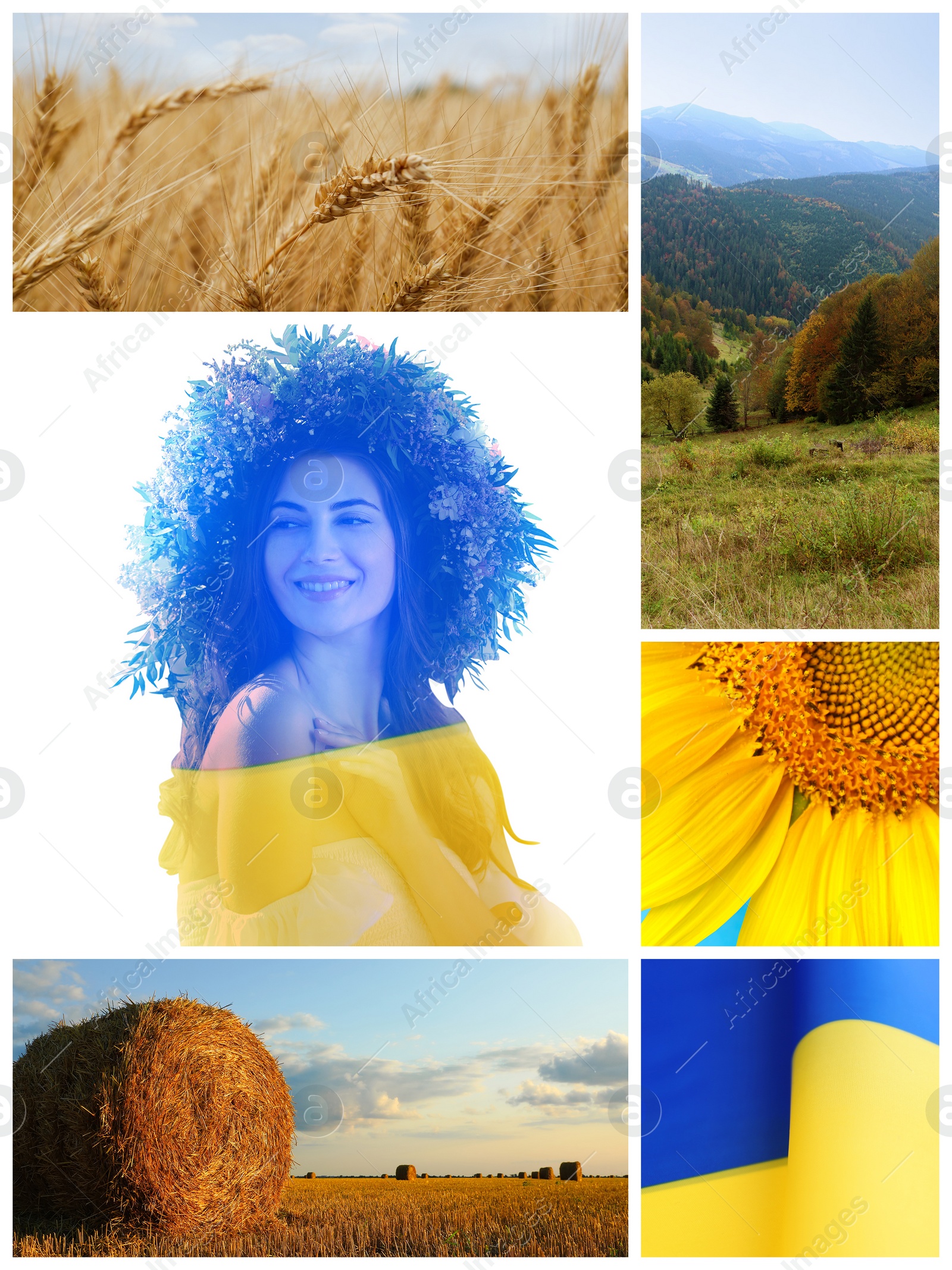 Image of Collage with different beautiful photos devoted to Ukrainian culture