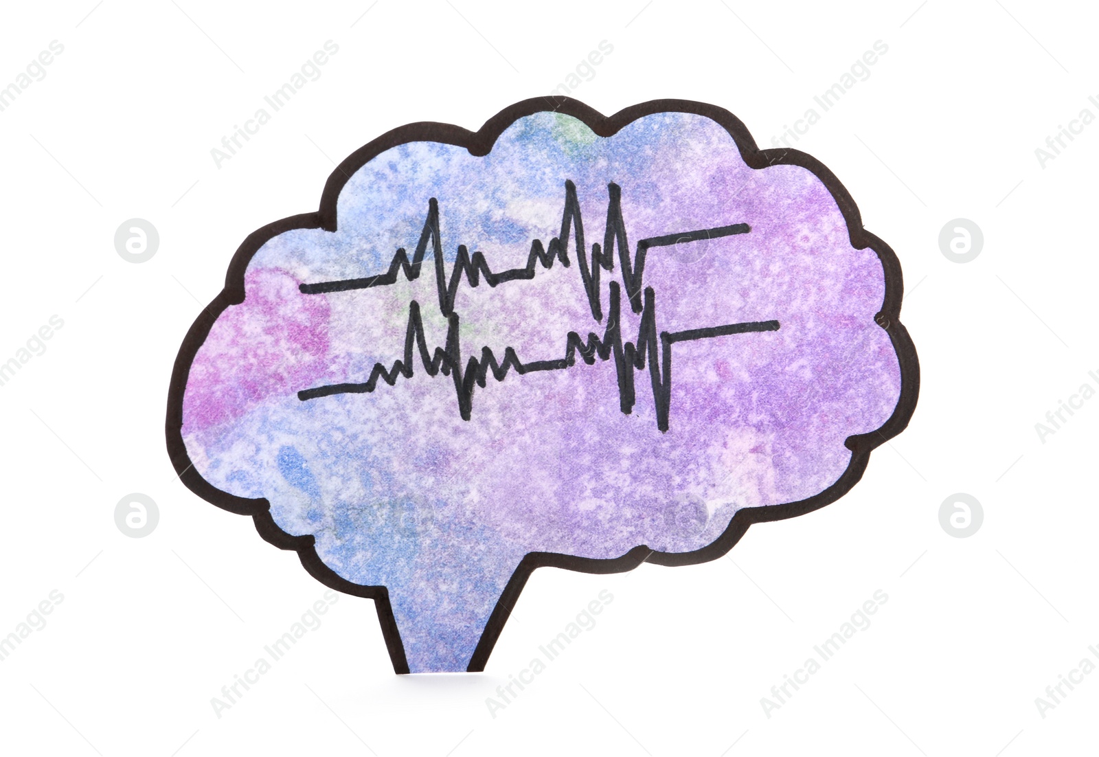 Photo of Paper brain cutout on white background. Epilepsy awareness