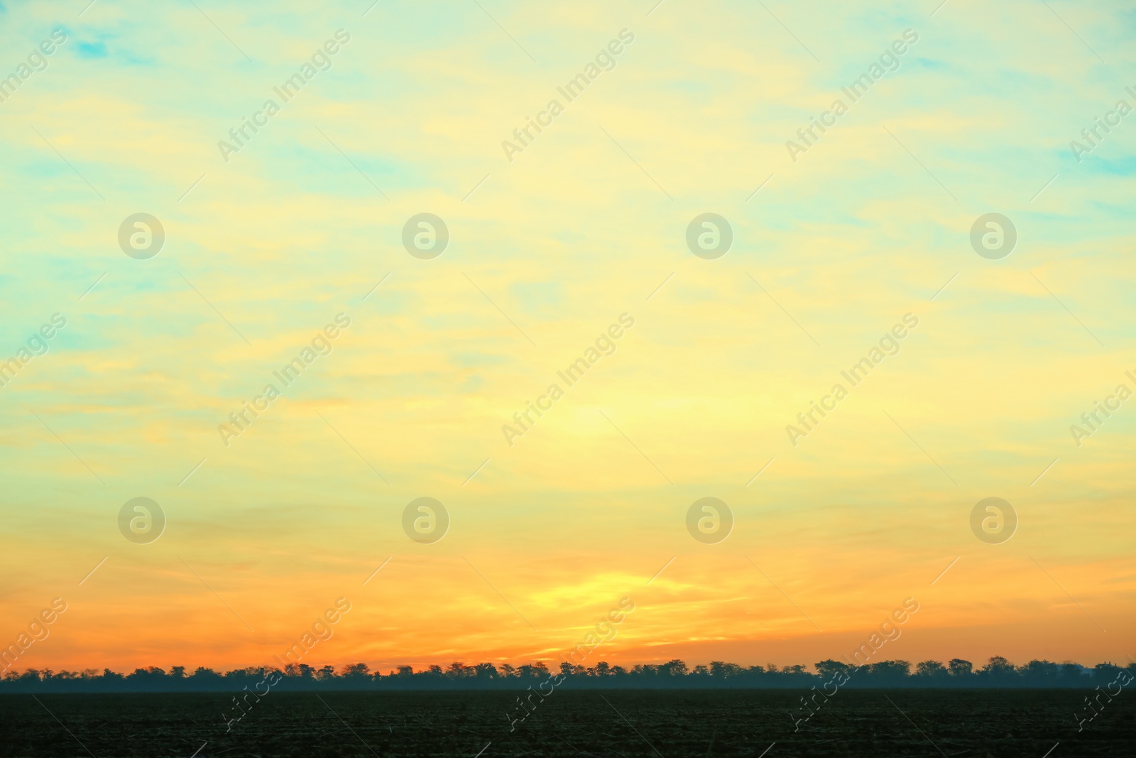 Photo of Picturesque view of beautiful sky lit by setting sun