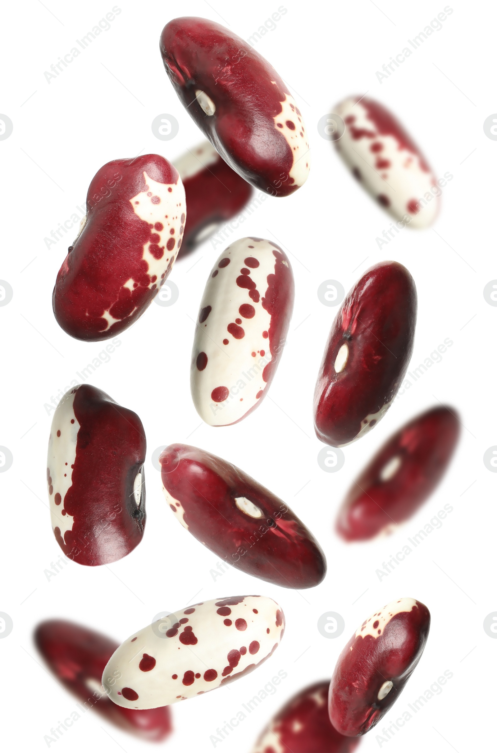 Image of Many beans falling on white background, vertical banner design. Vegan diet 