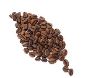 Photo of Composition with coffee beans on white background, top view