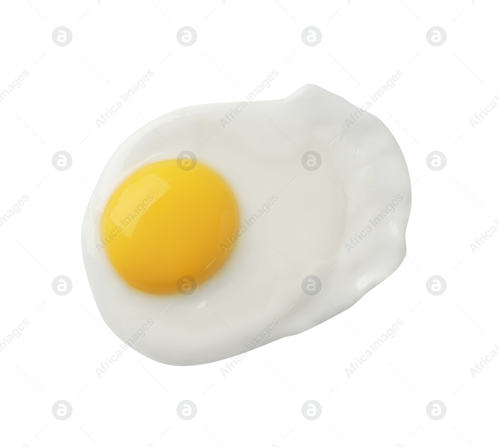 Photo of Tasty fried chicken egg isolated on white, top view