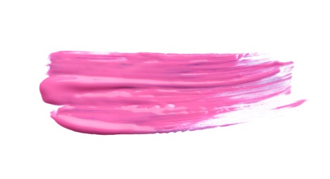 Abstract brushstroke of pink paint isolated on white