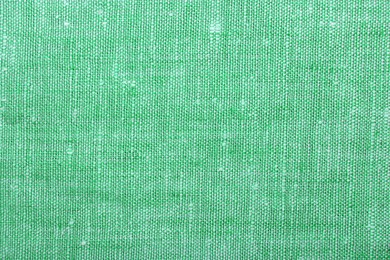 Image of Texture of green burlap fabric as background, top view