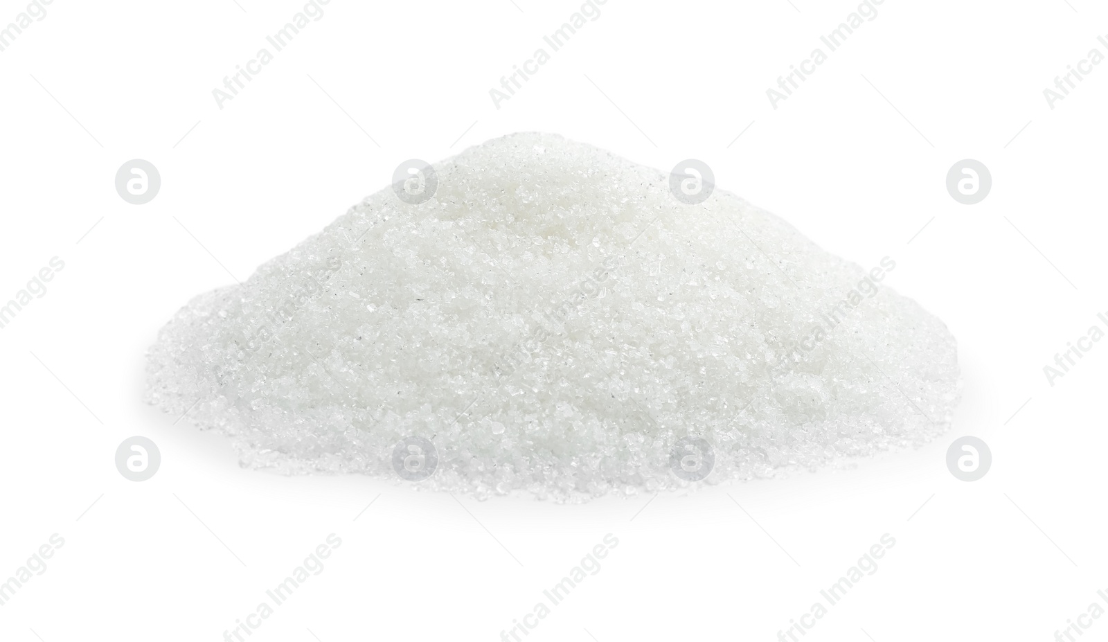 Photo of Pile of granulated sugar isolated on white