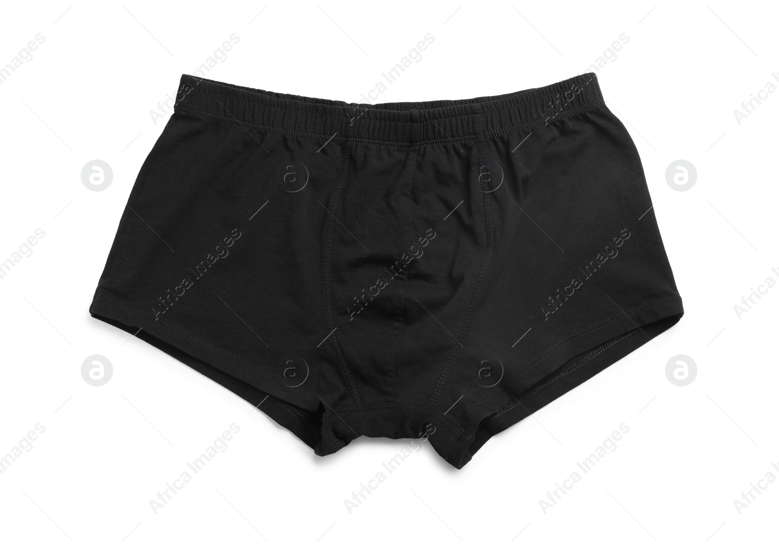 Photo of Comfortable black men's underwear isolated on white, top view