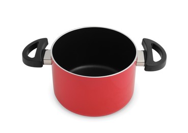 Photo of One empty pot with handles isolated on white
