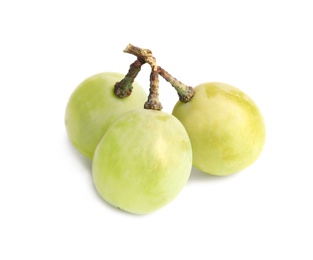 Fresh ripe juicy green grapes isolated on white