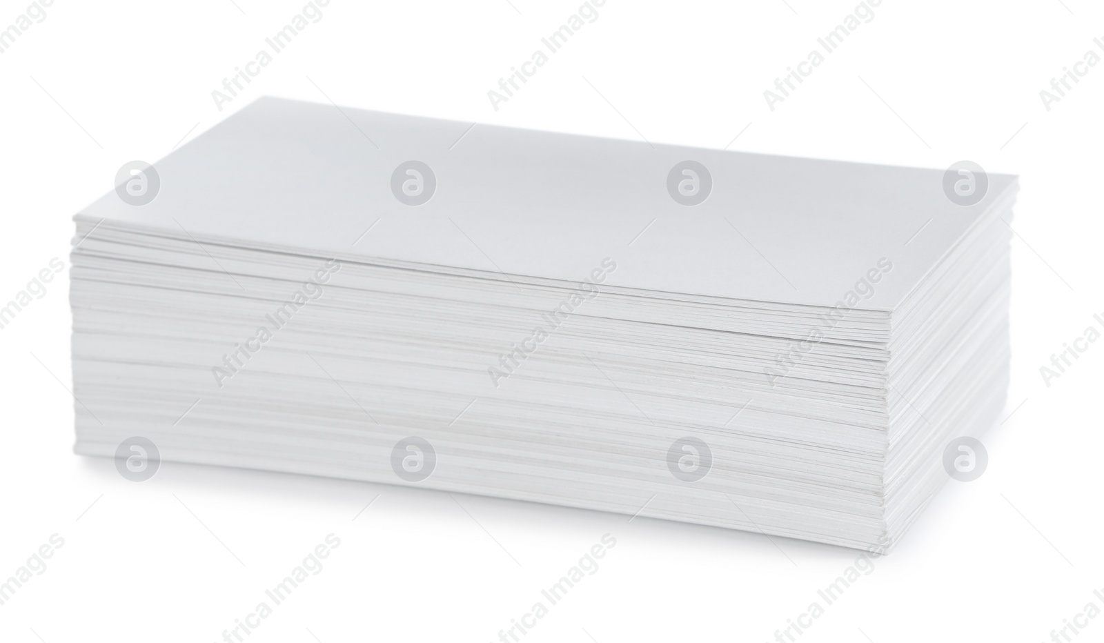 Photo of Stack of business cards on white background. Mockup for design