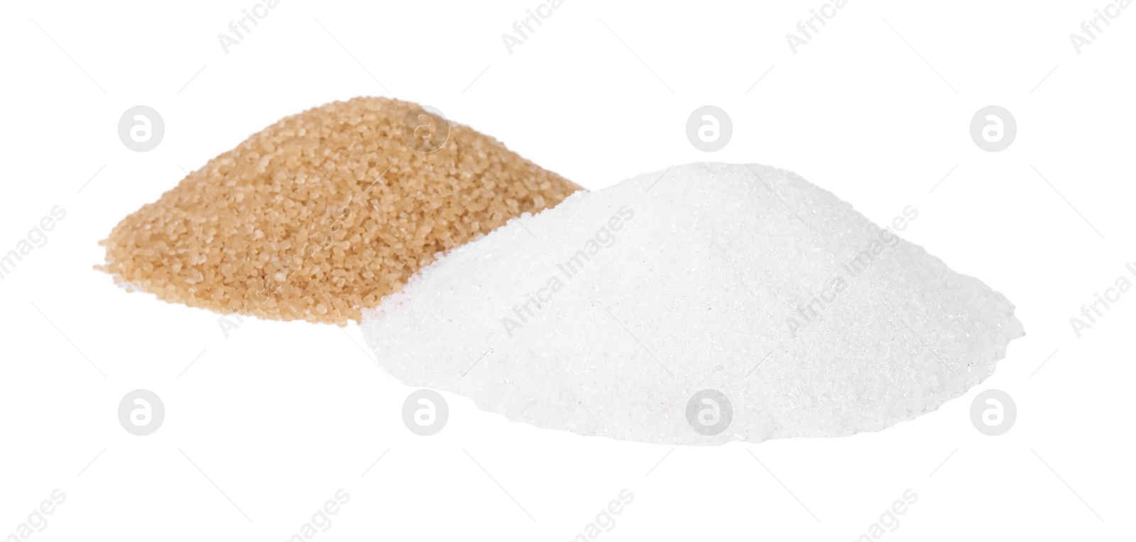 Photo of Different types of sugar isolated on white