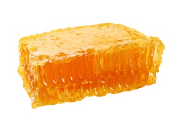 Photo of Natural honeycomb with tasty honey isolated on white