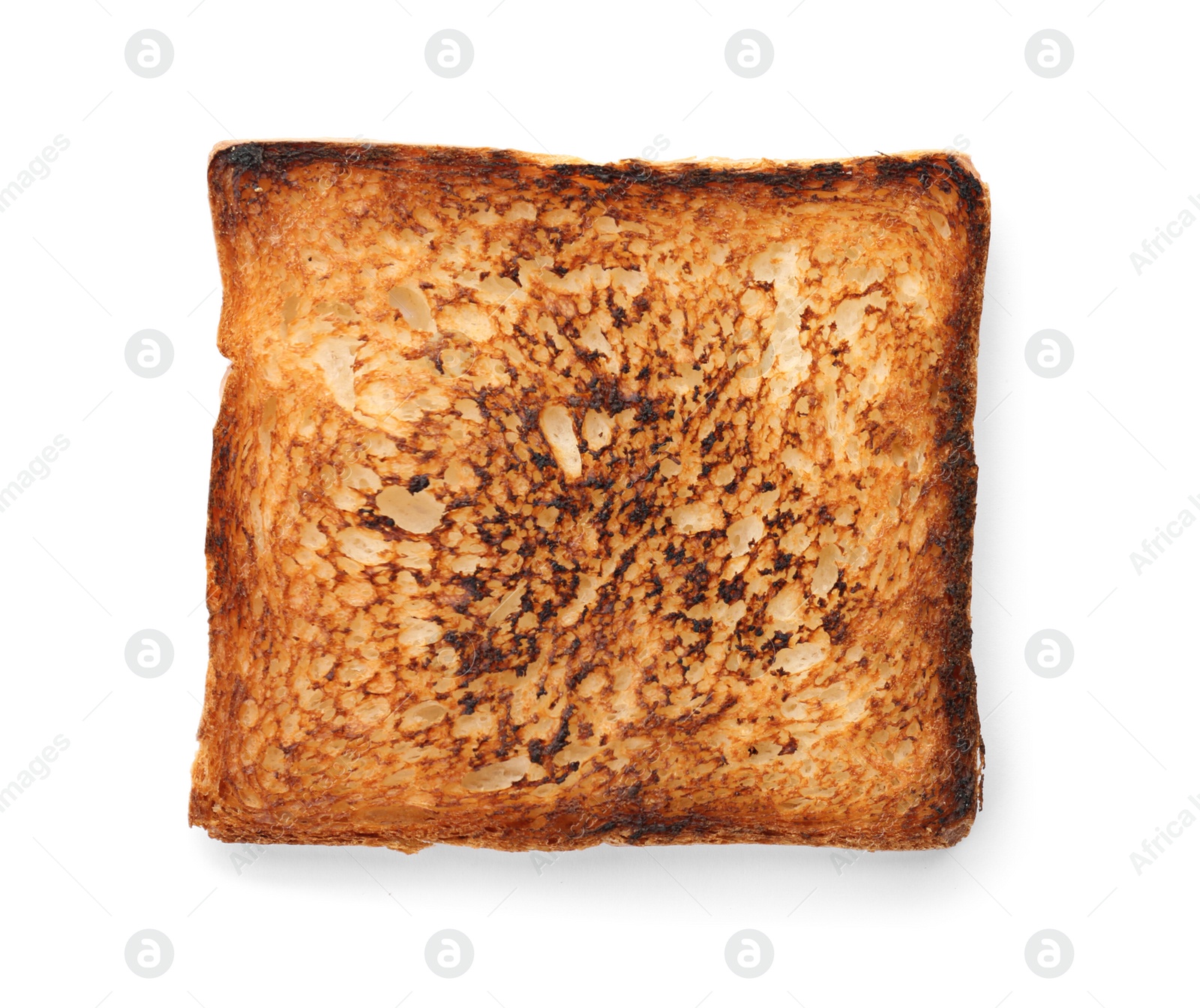 Photo of Toasted bread on white background, top view