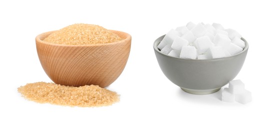 Image of Different types of sugar isolated on white