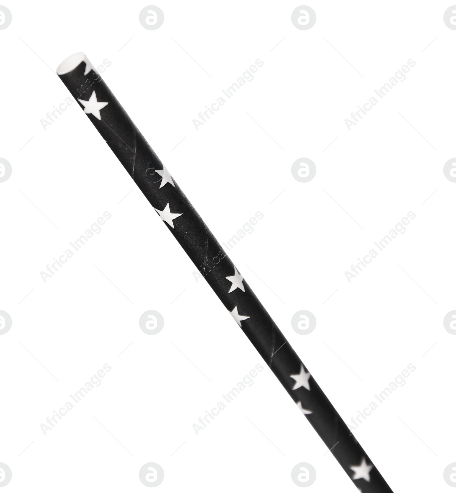 Photo of One paper straw with stars for drinking isolated on white