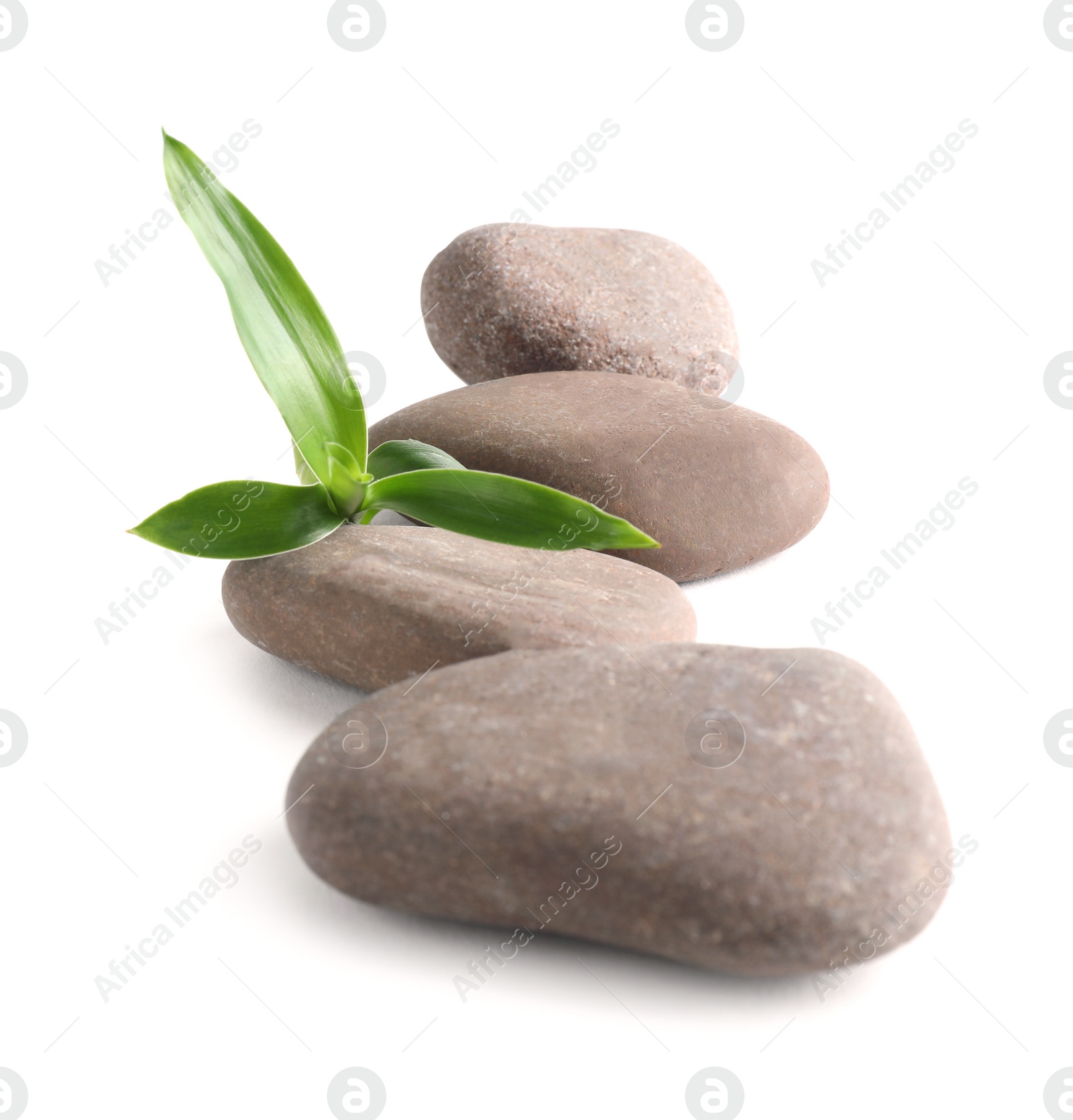 Photo of Spa stones with bamboo isolated on white