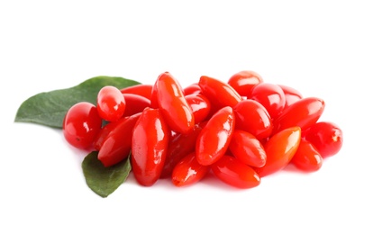 Photo of Fresh ripe goji berries on white background