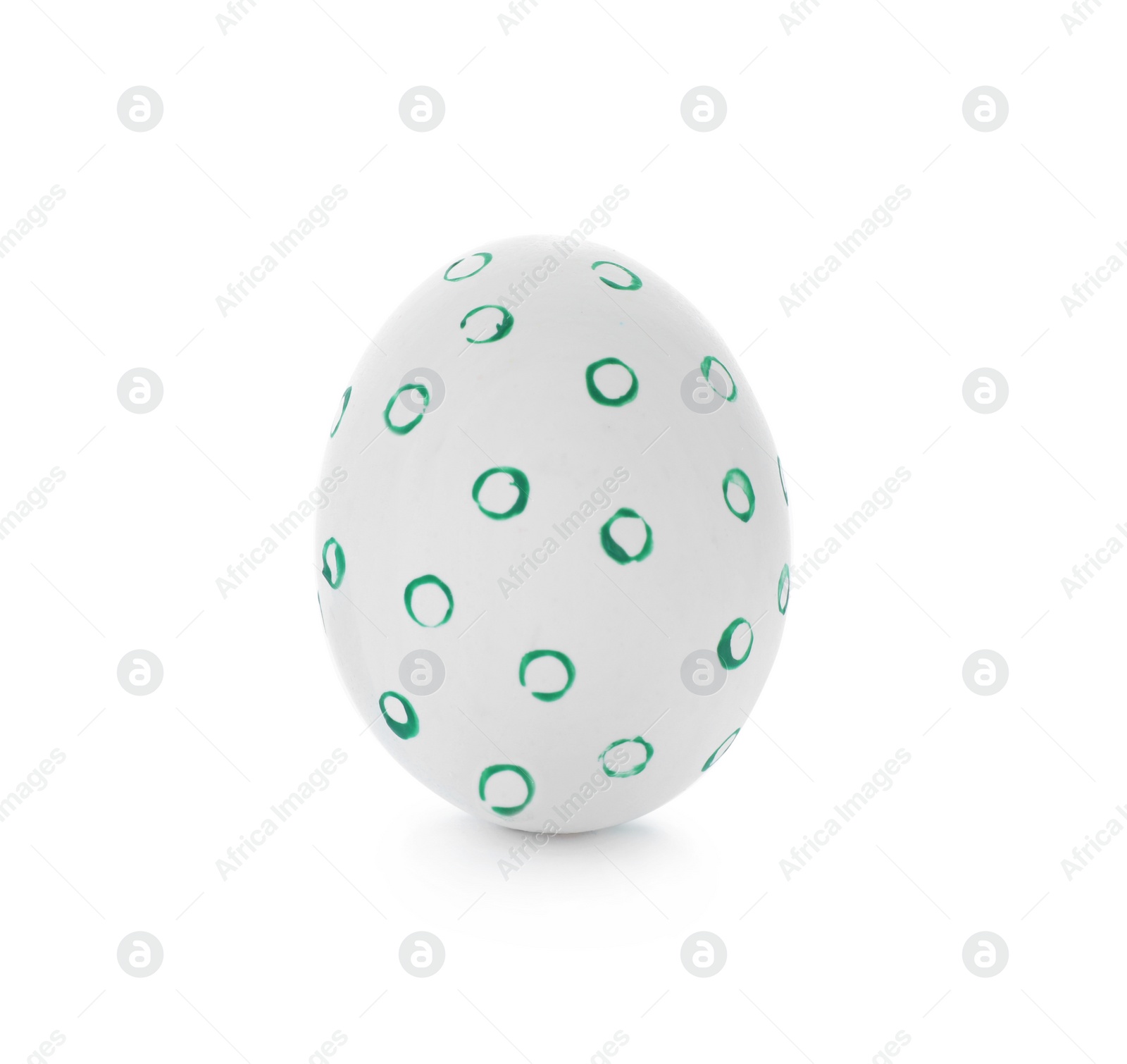 Photo of Decorated Easter egg on white background. Festive tradition