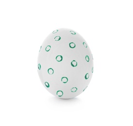 Photo of Decorated Easter egg on white background. Festive tradition