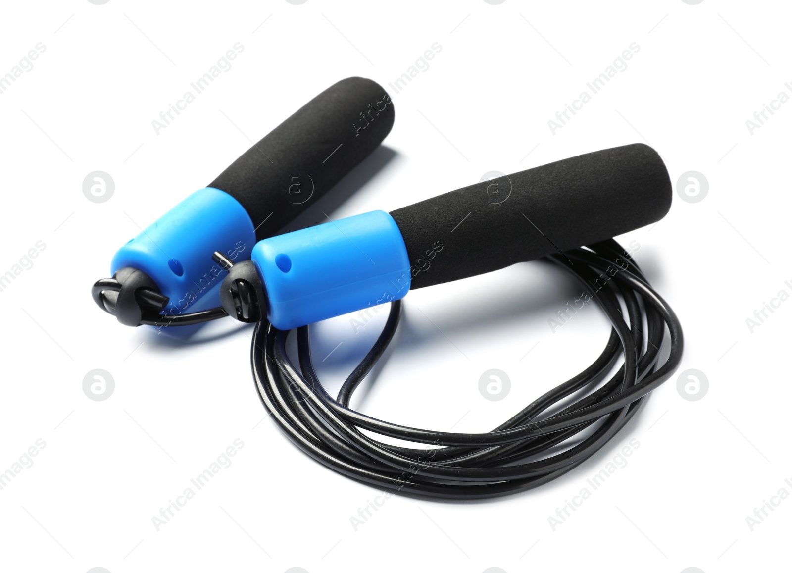 Photo of Jump rope on white background. Sports equipment