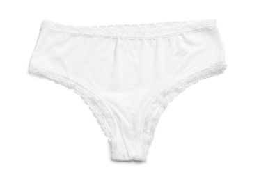 Elegant women's underwear isolated on white, top view