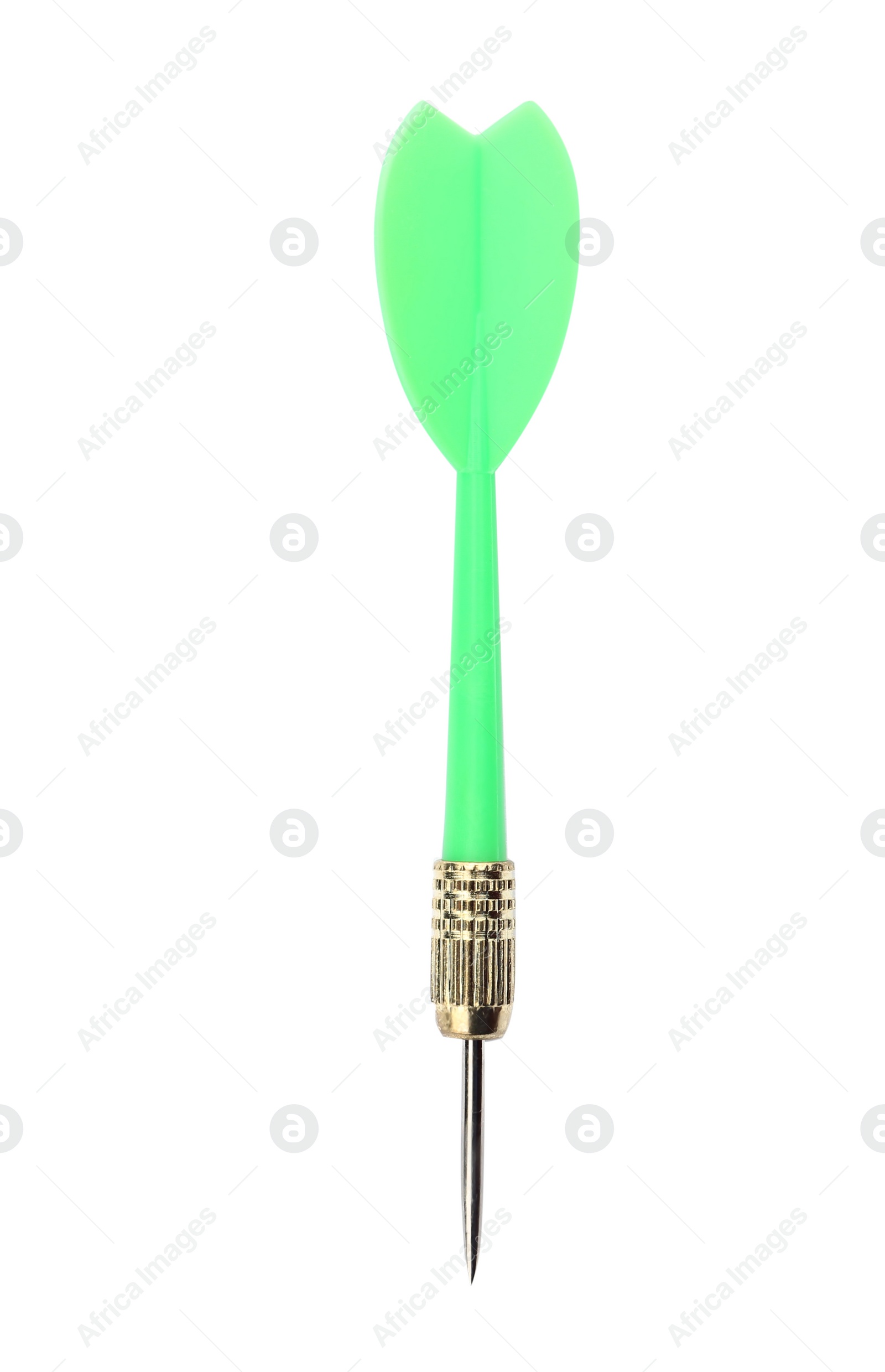 Photo of Single sharp green dart isolated on white