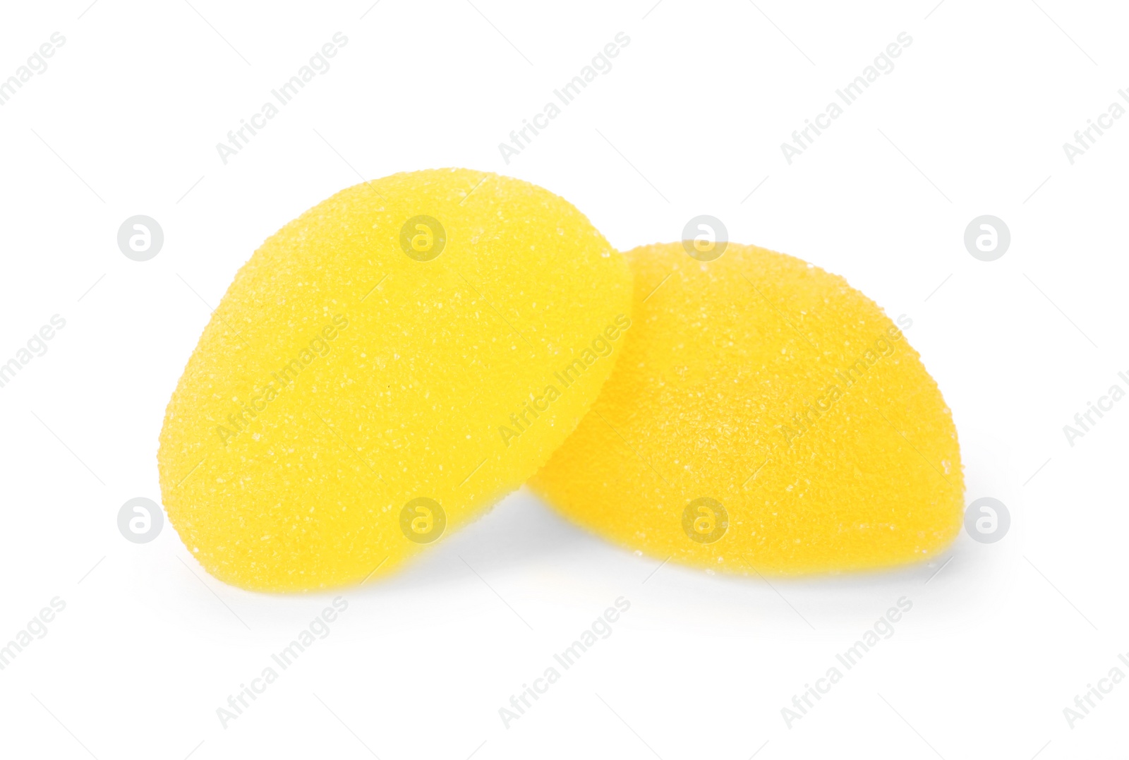 Photo of Bright delicious jelly candies on white background