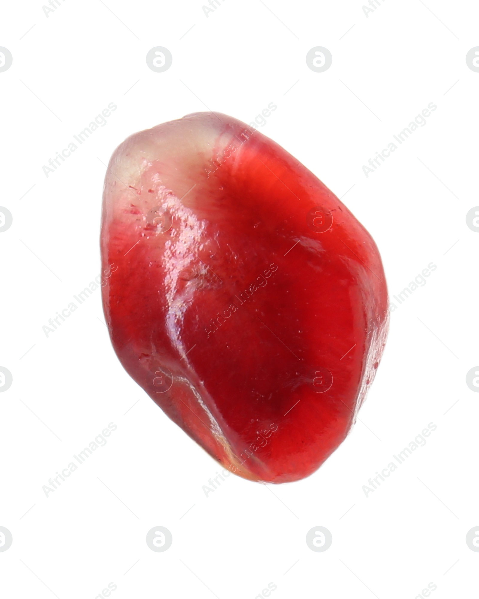 Photo of One ripe pomegranate grain isolated on white