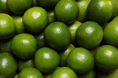 Many fresh ripe limes as background, top view