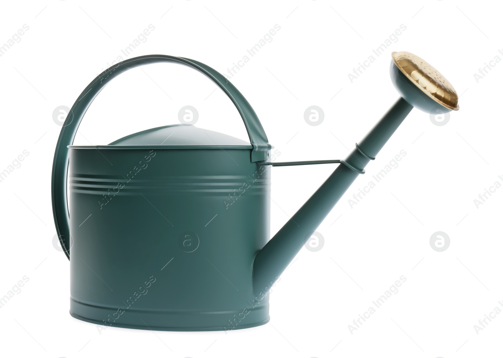 Photo of Metal watering can isolated on white. Gardening tool