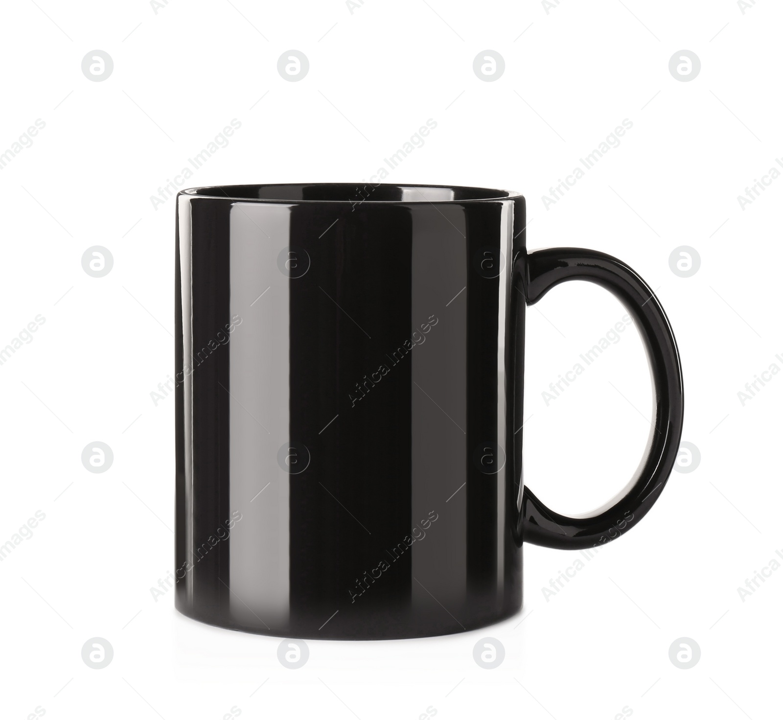 Photo of Empty black ceramic mug isolated on white