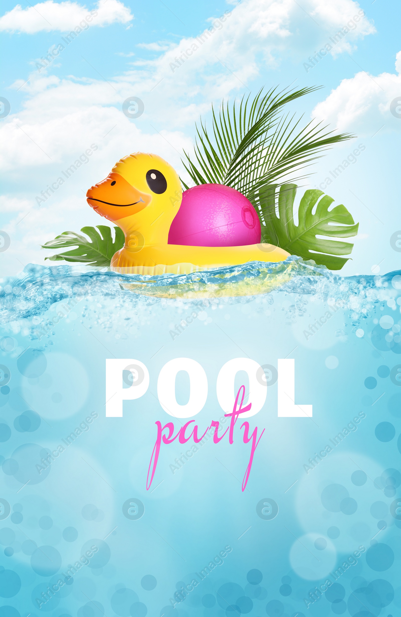 Image of Bright summer swimming pool party advertising poster