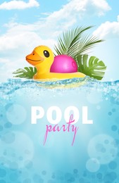 Bright summer swimming pool party advertising poster