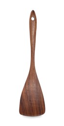 Photo of Wooden spatula isolated on white. Kitchen utensil