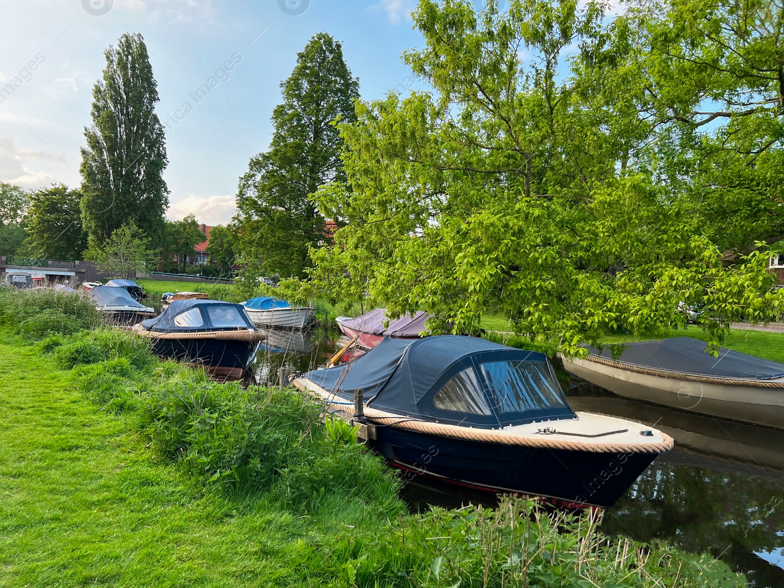 Photo of Beautiful view of canal with different boats