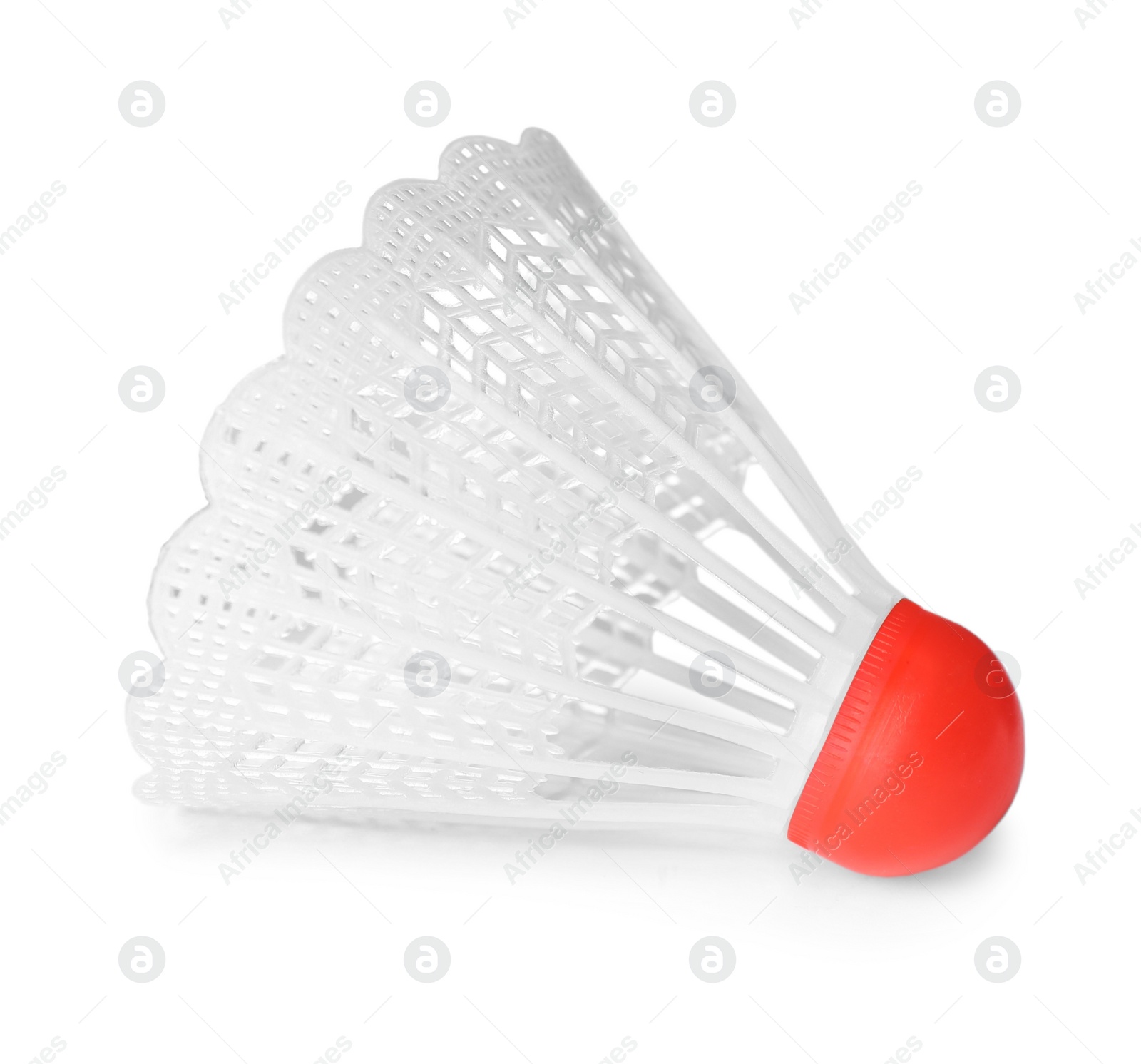 Photo of Badminton shuttlecock isolated on white. Sport equipment