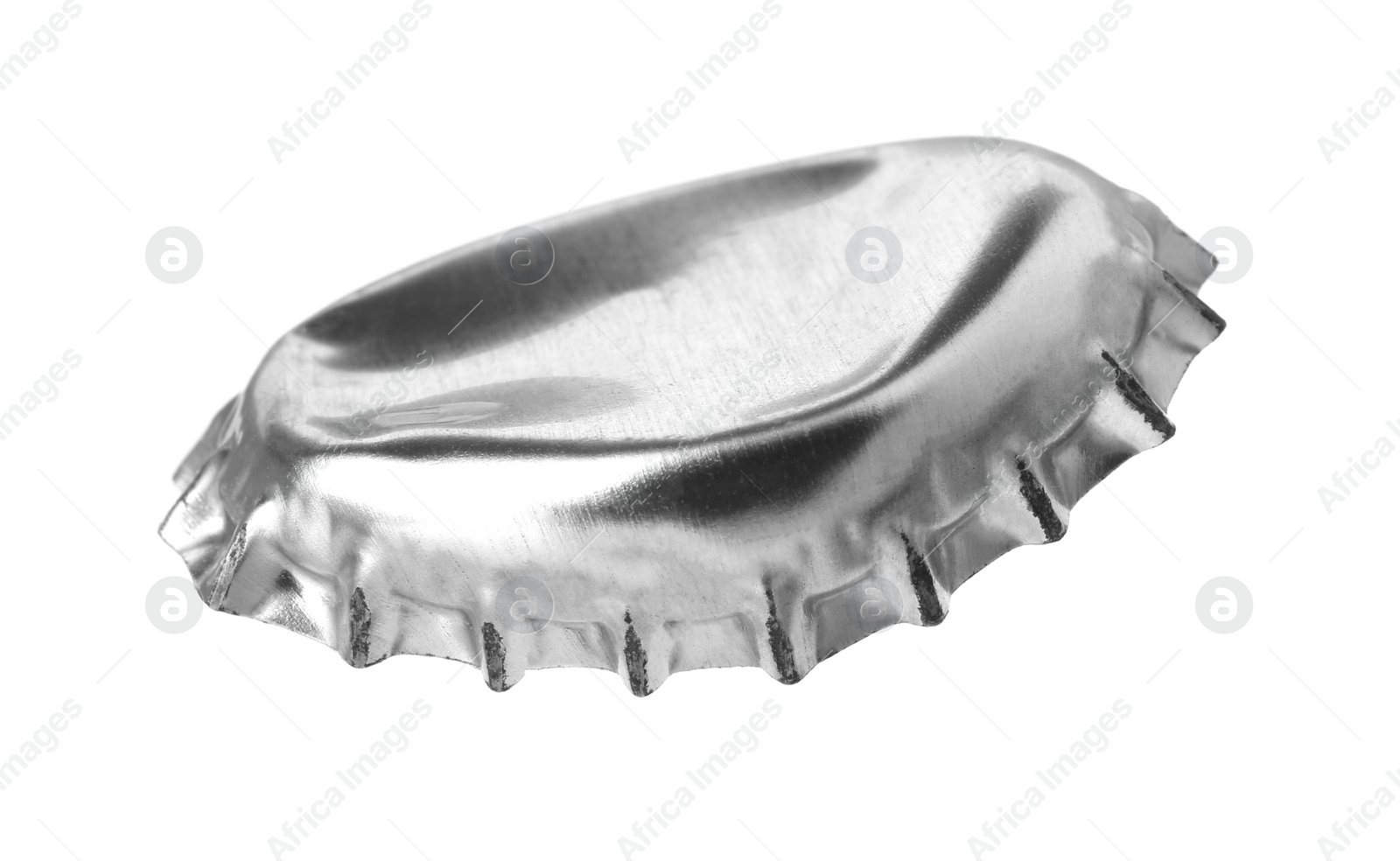 Photo of One silver beer bottle cap isolated on white